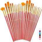 Soucolor Acrylic Paint Brushes Set, Halloween Painting Craft for Adults Kids, 24Pcs Round Pointed Tip Artist Paintbrushes for Acrylic Painting Oil Watercolor Canvas Boards Easter Eggs Rock Art