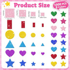 1000 Pcs Foam Stickers Glitter Shape Stickers Colorful Heart Stars Circle Sticker Self Adhesive Geometric Sticker for Kids Crafts Supplies Preschool DIY Art Project Scrapbooking Home Decor(Geometric)
