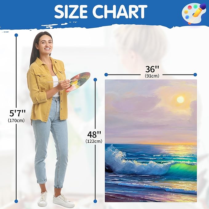 FIXSMITH Stretched White Blank Canvas - 36x48 Inch, 2 Pack,Primed Large Canvas,100% Cotton,5/8 Inch Profile of Super Value Pack for Acrylics,Oils & Other Painting Media