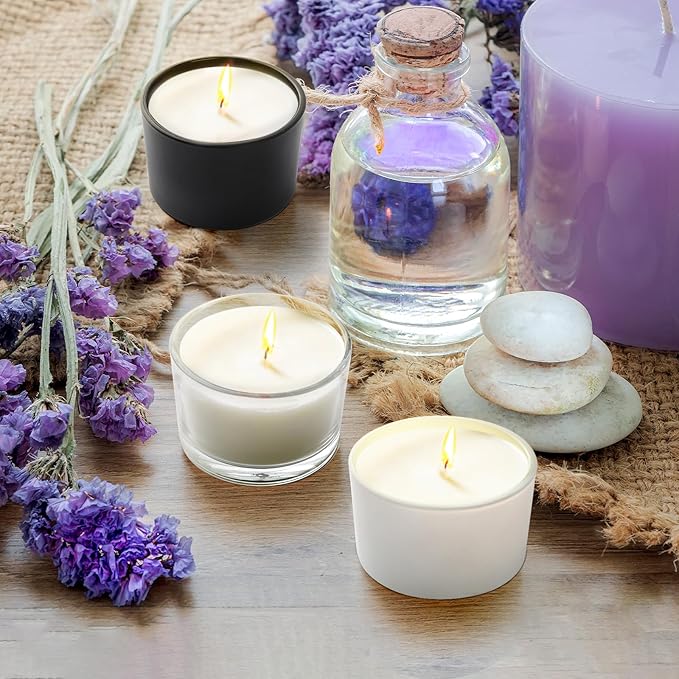 SHOWIN Thick Candle Jars for Making Candles 20 Pcs, 4 OZ Empty Jars with Wood Lids for Candle Making, Sample Container, Matte Black