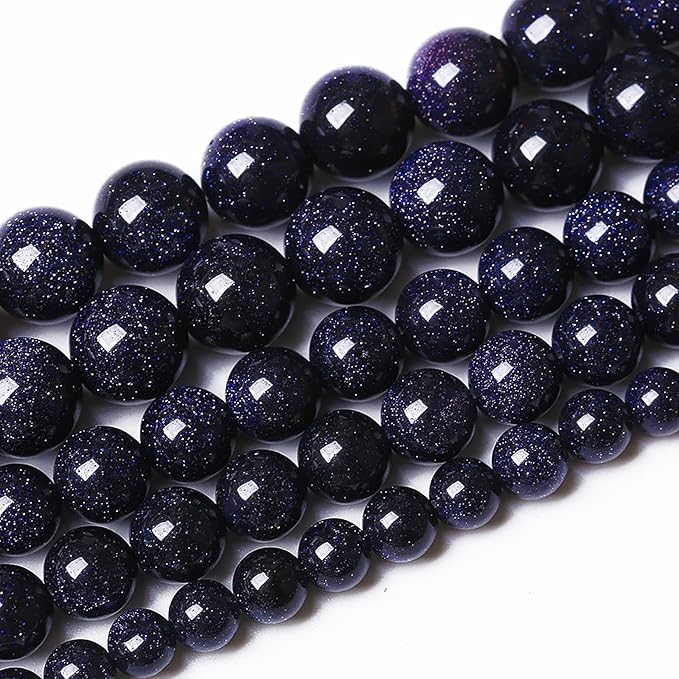 45PCS 8mm Blue Sandstone Gemstone Beads Beads Natural Stone Round Loose Beads for Jewelry Making DIY Bracelet Necklace 15" Inch