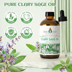 EVOKE OCCU Clary Sage Oil Essential Oil for Anxiety Relief, Moisturize Skin, Air Freshening, Add to Spray and Diffuser - 4 FL Oz