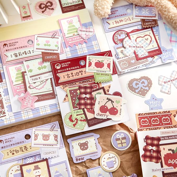 120 Pieces Vintage Stickers Pack with Retro Illustrations for Journaling Scrapbooking Bullet Journal Kawaii DIY Crafts