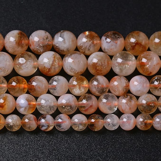 10MM 38PCS Natural Stone Citrine A Grade Quartz Crystal Loose Beads for Jewelry Making DIY Bracelet Necklace 1 Strand 15’’