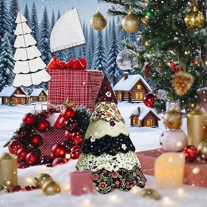 Christmas Tree Quilting Templates, 8/10/12inch Handmade Christmas Tree Sewing Pattern Template, DIY Sewing Pattern Template Ruler Tool for Home Sewing Enthusiasts, Xmas Decor Gift (15in)