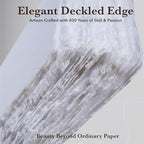 Wanderings White Thick Handmade Deckled Edge Cotton Paper - Cold Pressed Texture - Paint, Watercolor, Drawing, Writing, Cards, Invitations, Menus, Arts and Crafts. 25 Pack White 300gsm - 4" x 6"