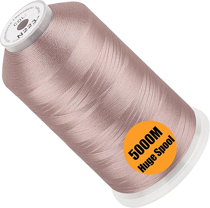 New brothread - Single Huge Spool 5000M Each Polyester Embroidery Machine Thread 40WT for Commercial and Domestic Machines - Beige Gray(Janome Color)