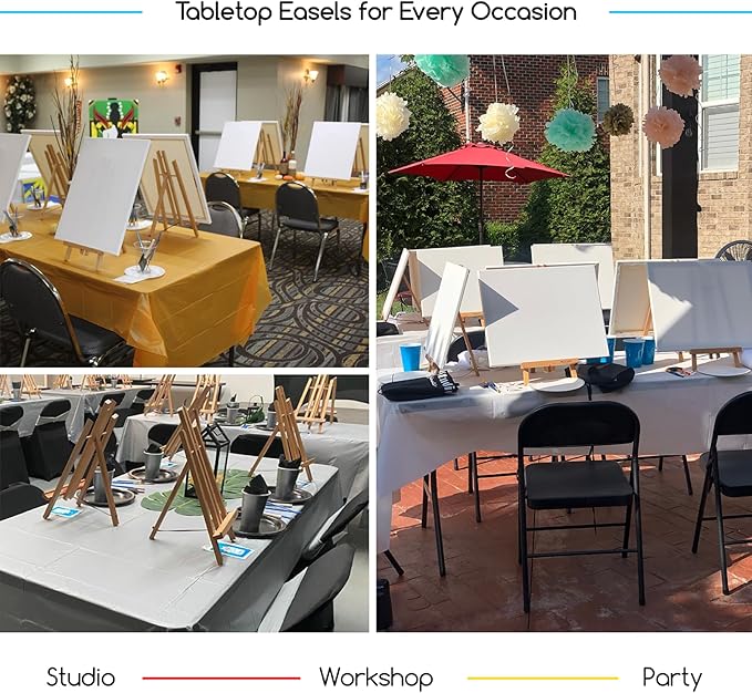 MEEDEN Tabletop Easel Stand for Display: 20" x 12 Pack Pine Wood Table Top Wooden Easel Stand for Sign - Black Mini Painting Easels for Picture Party Classroom