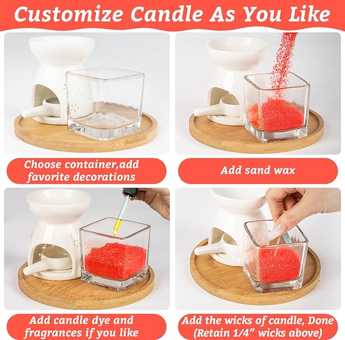 Sukh Red Sand Candles and Wicks - 430G(0.94lb) Candles Sand with Wicks Refillable Candle for Weddings, Dating, Halloween, Christmas