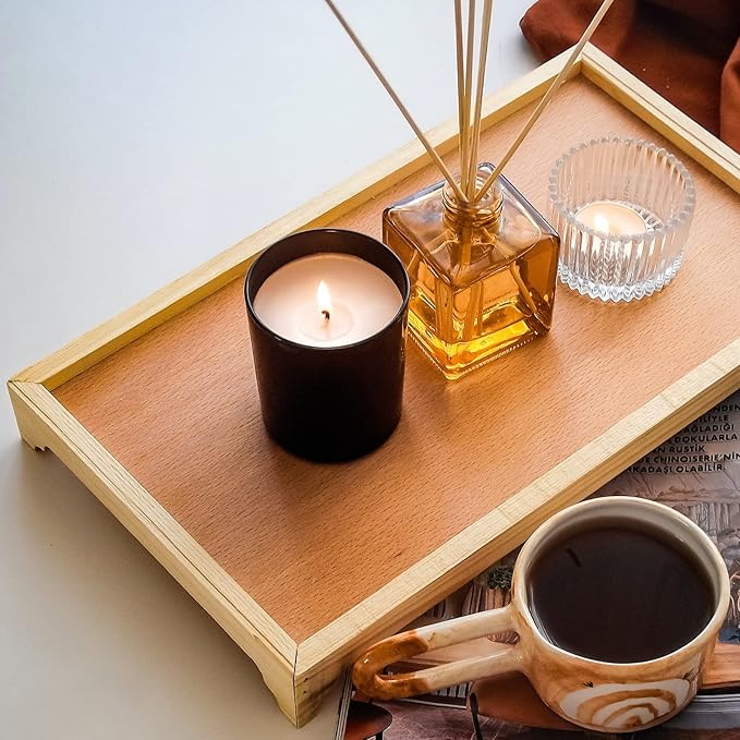 Thick Candle Jars for Making Candles 16 Pcs, 7 OZ Empty Jars with Wood Lids for Candle Making, Sample Container, Matte Black