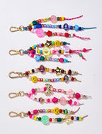 304PCS Beads Keychain Making Kit , Acrylic Colorful Letter Star Smile Bow Football Baseball DIY Supplies Crafts Key Chain Bag Charm Accessoriess Jewerly Making Kit for Girls Boys Kids Women