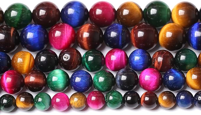 32pcs 12mm AAA Natural Colorful Tiger Eye Stone Beads Gemstone Round Spacer Loose Beads for Jewelry Making DIY Bracelet Necklace