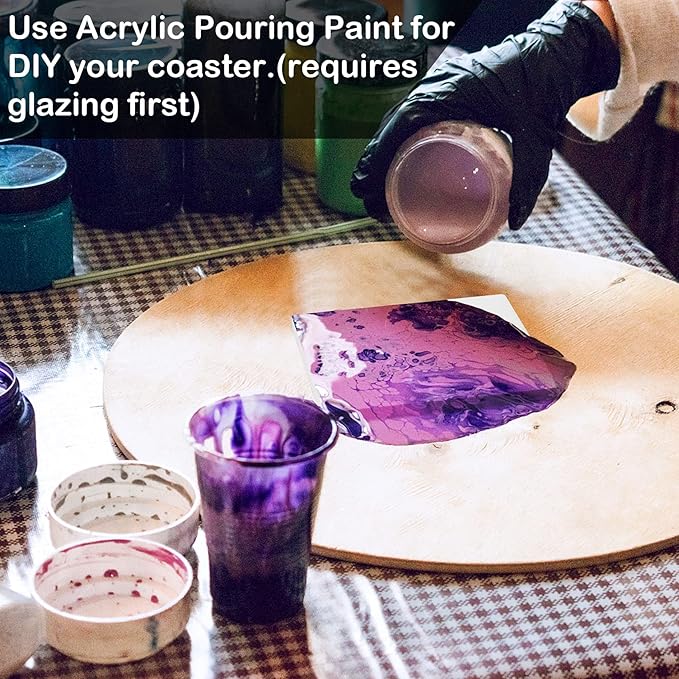 24 Pack Ceramic Tiles for Crafts with 2 Holders, White Unglazed Blank Ceramic Coasters with Self-Adhesive Cork Backing Pads for Acrylic Pouring, Painting, Make Your Own DIY Coasters (Square)