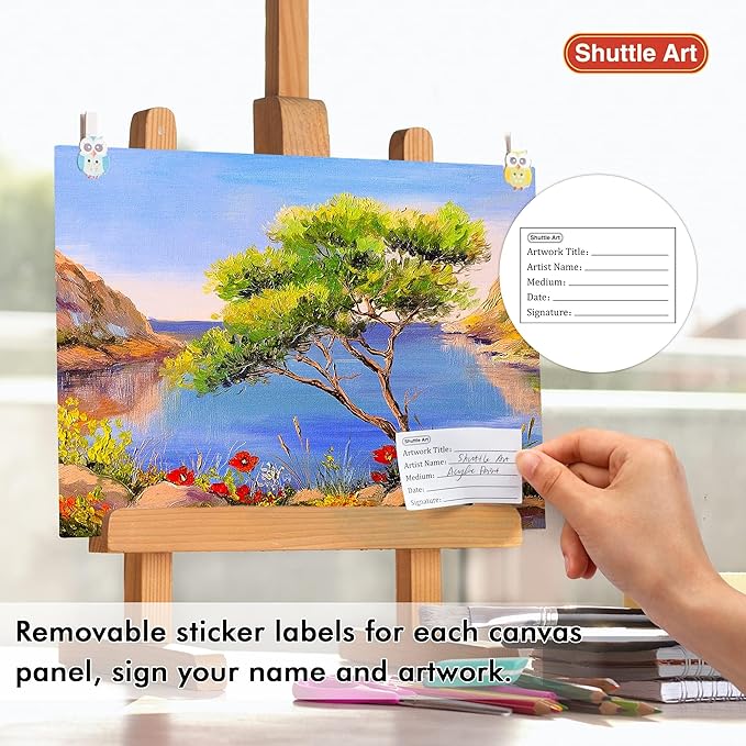 50 Pack Canvas Painting Kit, Shuttle Art Painting Supplies with 28 Multi Sizes Canvas Boards for Painting and 22 Tools including Paint Brushes, Palette, Painting Knives for Acrylic, Oil, Gouache Paint