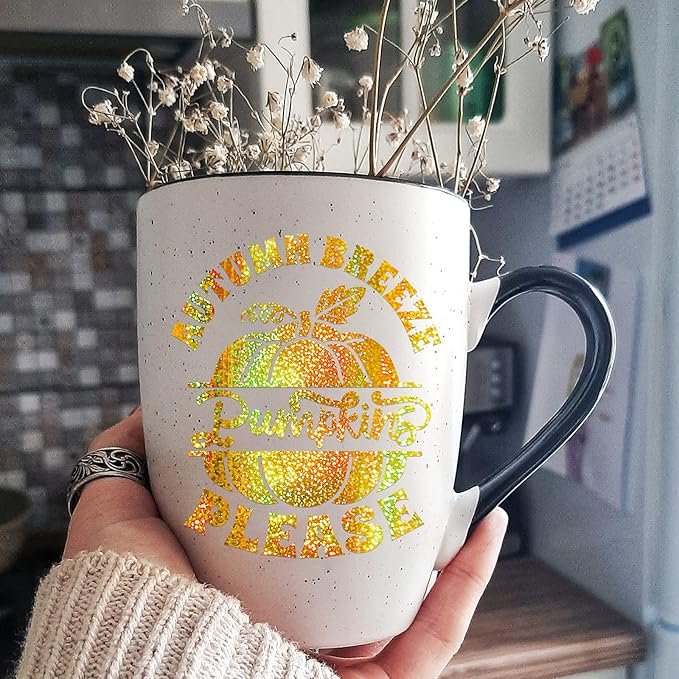 GIRAFVINYL Holographic Gold Glitter Vinyl - 12" x10ft for DIY Crafts, Signs, Home and Car Decal