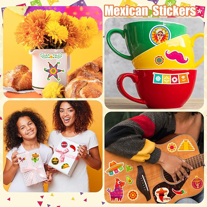 Cinco De Mayo Stickers for Kids, 236Pcs Funny Mexican Fiesta Stickers for Mexican Taco Party Favors Boys and Girls Gifts
