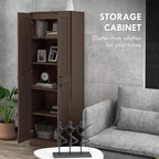 HOMCOM 69" Tall Storage Cabinet with Movable Storage Shelves, Modern Style Pantry Cabinet with Soft Close Doors, Coffee