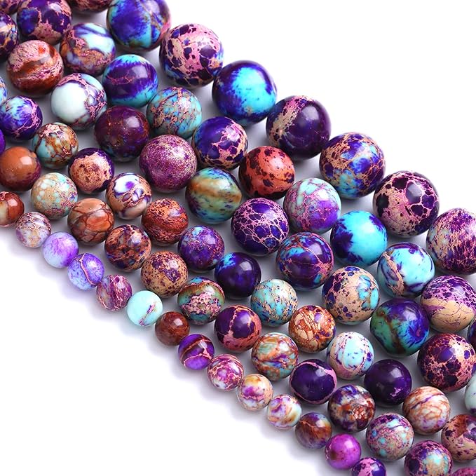 4MM 88PCS Natural Stone Galaxy Purple Sea Sediment Imperial Jasper Loose Beads for Jewelry Making DIY Bracelet Necklace