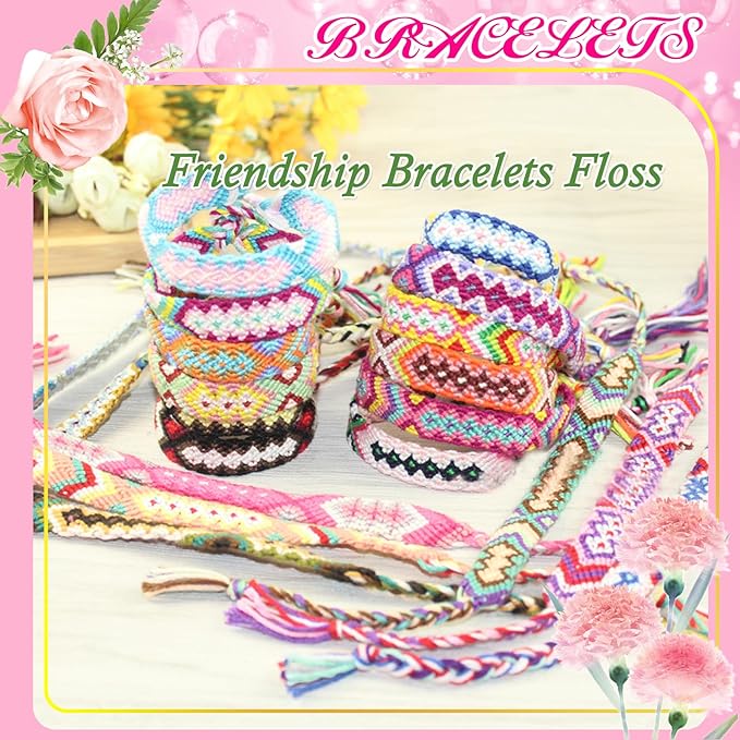Friendship Bracelet String 50 Skeins Fashionable Rainbow Color Embroidery Floss Cross Stitch Embroidery Thread Cotton Floss Bracelet Yarn, Craft Floss