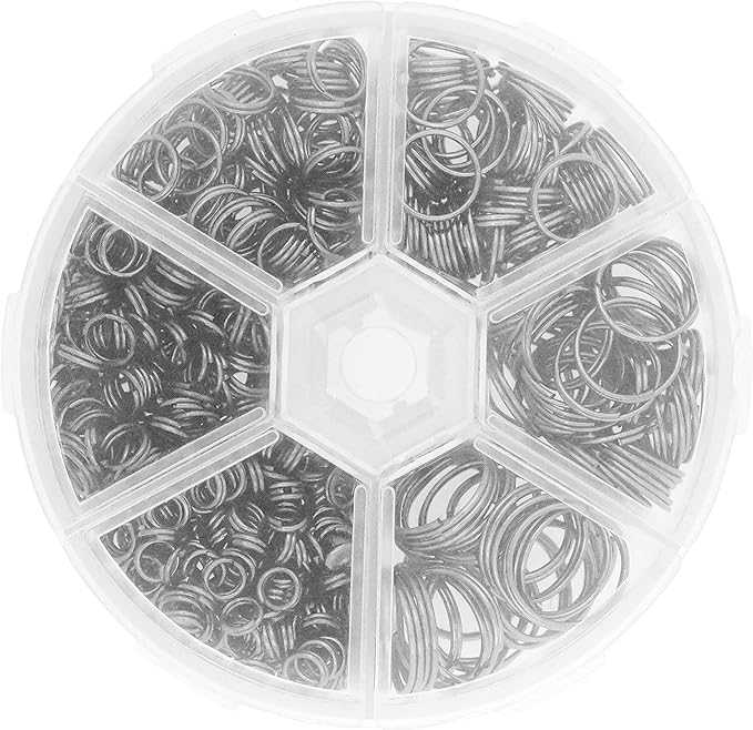 Mandala Crafts Assorted Gunmetal Double Jump Rings for Jewelry Making - 540 Pcs Mini Split Key Rings Set for Crafts, DIY Keychains, and Accessories