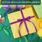 DECYOOL Mardi Gras Satin Ribbons, 4 Rolls 100 Yards Each - 10mm Wide Green, Purple, Yellow - Craft Ribbons for Gift Wrapping & Carnival Decoration