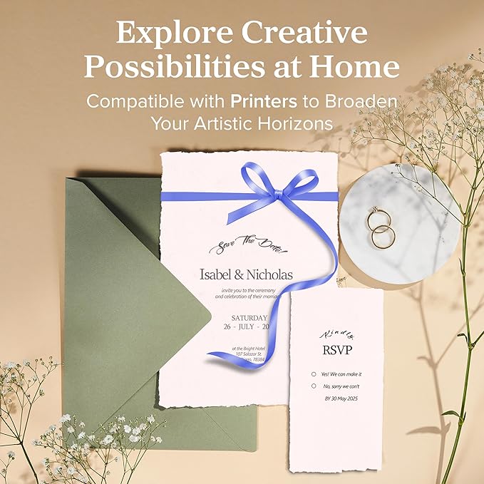 Wanderings Handmade Pink Deckled Edge Paper - Thick 300 GSM - 5x7 inches - Pack of 25 - Mixed Media Handmade Sheets - Cotton Rag Paper for Watercolor, Wedding Invitations, Baby Showers, Crafts