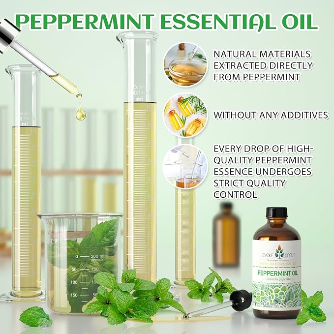EVOKE OCCU Peppermint Oil 4 Fl Oz - for Spray Diffuser Aromatherapy Hair and Skin Care - Kitchen Garden Car - 100% Pure and Natural