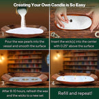 LILY LADUE 1lb/16OZ Pearled Candles Sand and Wicks with Copper Bowl - White Unscented Plant-Based Pearl Sand Wax with 24 Wicks, Gift-Ready DIY Candle Making Kit with Reusable Powder Wax Beads