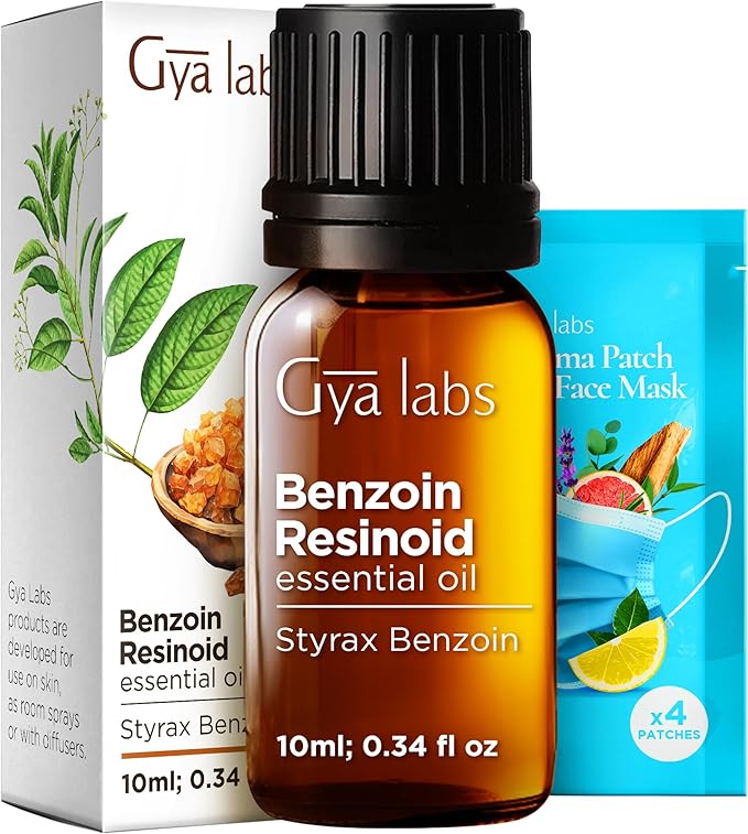 Gya Labs Benzoin Resinoid Essential Oil - 0.34 Fl Oz - for Hair, Skin, Diffuser, Aromatherapy & DIY Candle Making Scent