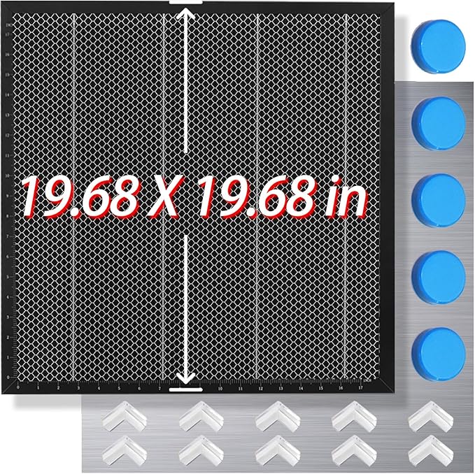 YOOPAI Honeycomb Laser Bed 500x500mm Honeycomb Working Table with Aluminum Panel for Laser Cutter Engraver Accessories, Desktop Protection, Fast Heat and Smoke Dissipation 19.68"x19.68"