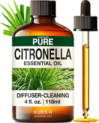 KUKKA Citronella Essential Oils - 4 Fl Oz - for Hair, Skin, Diffuser, Aromatherapy & DIY Soap Making Scent