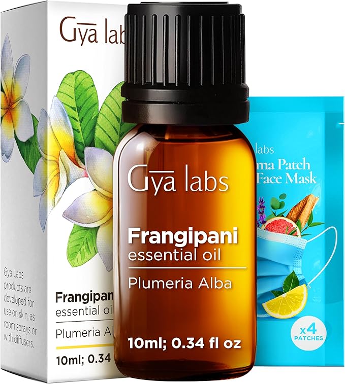 Gya Labs Frangipani Essential Oil - 0.34 Fl Oz - for Hair, Skin, Diffuser, Aromatherapy & DIY Candle Making Scent