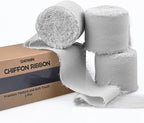 3 Rolls Light Gray Handmade Fringe Chiffon Ribbon 1.5" x 7Yd Silk-Like Colorful Rustic Ribbon for Bouquets Wrapping Decor Wedding Tie Invitations Crafts