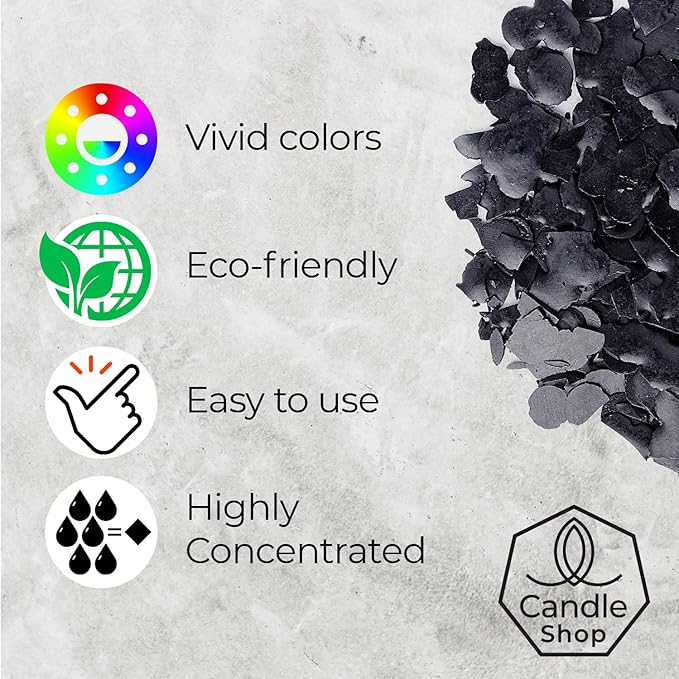 Black Candle Dye 2oz for Soy Candle Making – Highly Concentrated Candle Wax Dyes – Candle Shop Premium Color Dye Chips for Soy Wax, Beeswax, Paraffin