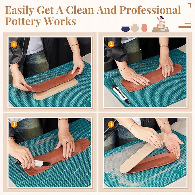 Sunnychicc 5 Pcs Ceramic Mold for Clay Wooden Pottery Clay Molds for Pottery Ceramic Plate for Slump Tools for Handbuilding Craft(Oval,11.61-16.34")