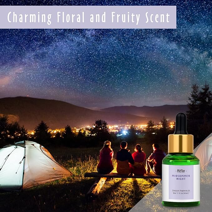 Midsummer Night Fragrance Oil, MitFlor Single Scented Oil, Large Size Premium Grade Fragrance Oil for Soap & Candle Making, Summer Aromatherapy Essential Oil, Home Fragrance, 30ml