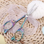 Sewing Embroidery Scissors – Small Vintage Sharp Detail Shears for Craft, Artwork, Needlework Yarn, Handicraft DIY Tool, Thread Snips, 4.7in Rainbow Butterfly Style