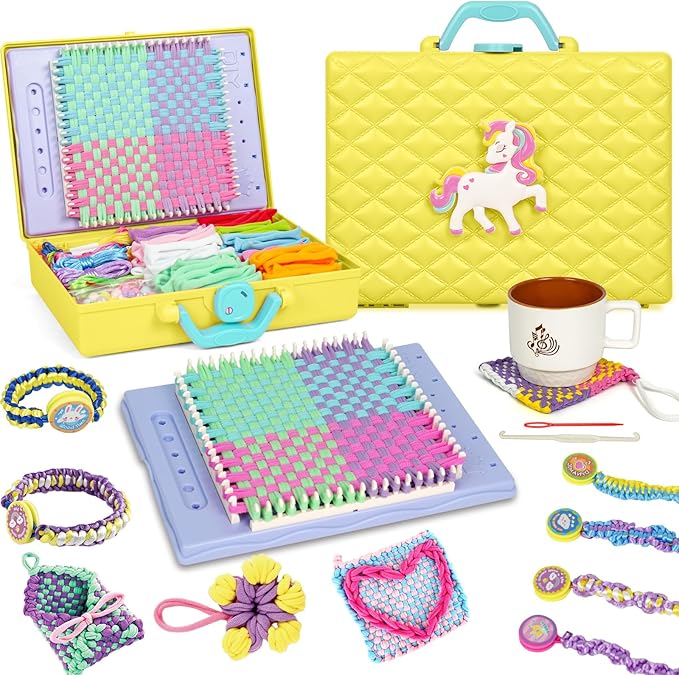 Friendship Bracelet Making Kit Toys Girls for Gifts Age 8 Year+,Quick Maker DIY Arts and Crafts Toys Kits,Best Every for 6-12 Year Girls Christmas, Birthdays Gifts (Yellow)