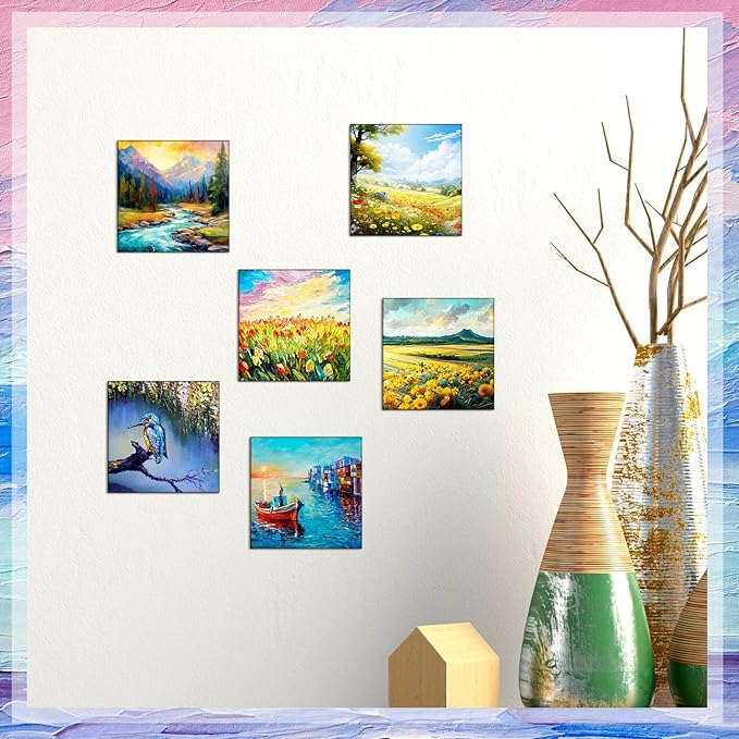 100 Pcs Mini Painting Canvas Panels Art Painting Canvases Panels Cotton Blank White Small Canvas Acid Free Boards for Watercolor Acrylic Oil Paint (2 x 2 Inch)