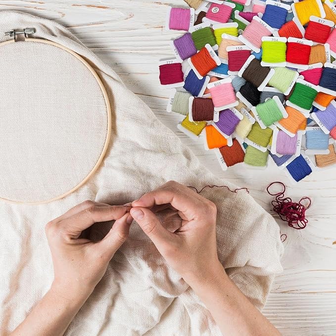 Embroidery Floss Kit 108 Colors 99 Cotton 9 Metallic Threads On Plastic Bobbins, Dmc Color Coding for Cross Stitch, Friendship Bracelets, String Crafts