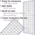 Rotary Cutter Set lavender - Quilting Kit incl. 45mm Rotary Cutter, 5 Replacement Blades, A2 Cutting Mat, Acrylic Ruler and Craft Clips - Ideal for Crafting, Sewing, Patchworking, Crochet & Knitting