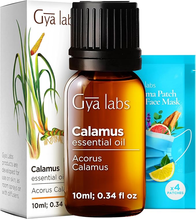 Gya Labs Calamus Essential Oil - 0.34 Fl Oz - for Hair, Skin, Diffuser, Aromatherapy & DIY Candle Making Scent