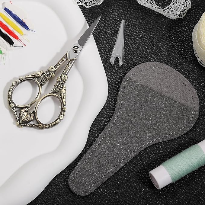 Precision Embroidery Scissors – 4.6in Vintage Classic Straight Pointed Shears, Sharp Stainless Steel Small Detail Thread Snips for Needle Craft, Sewing, Decoupage, Yarn, Fabric – with Pouch