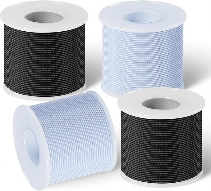 4PCS Stretchy String for Bracelet Making, 1mm Beading Cord, 656FT, Suitable for Making Bracelets, Necklaces, Beaded Items and Handicrafts（2Pcs Black,2Pcs White）