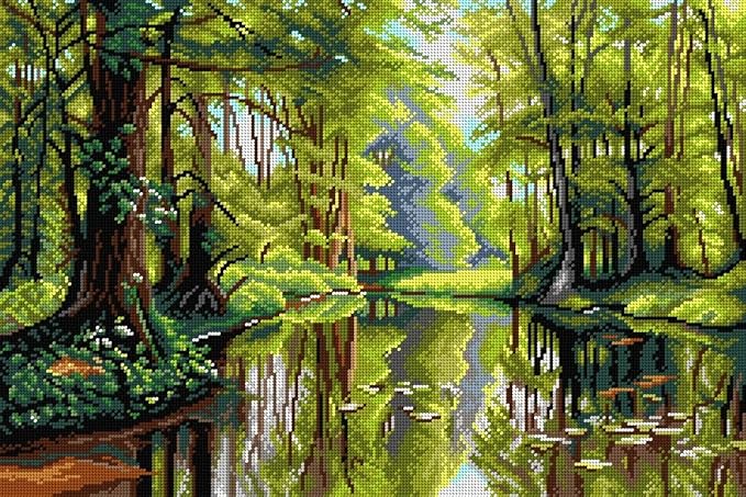 Wizardi Needlepoint Canvas for halfstitch Without Yarn After Peder Mork Monsied - Landscape 3253Q Orchidea