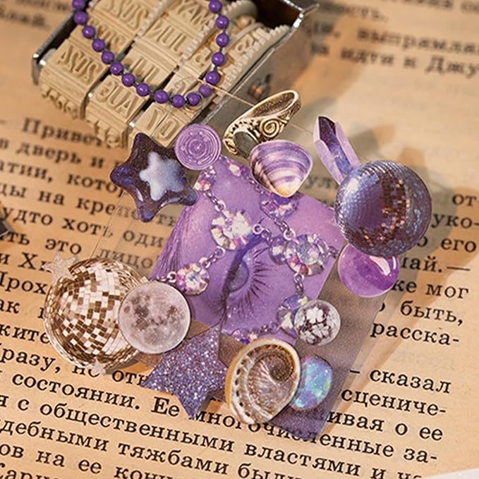 Y2K Sticker Book for Scrapbook & Journaling Supplies - 30 Sheets Vintage Travel Stickers with Glossy, Matte & Textured Finishes | Junk Journal Kit, Ephemera, Collage DIY