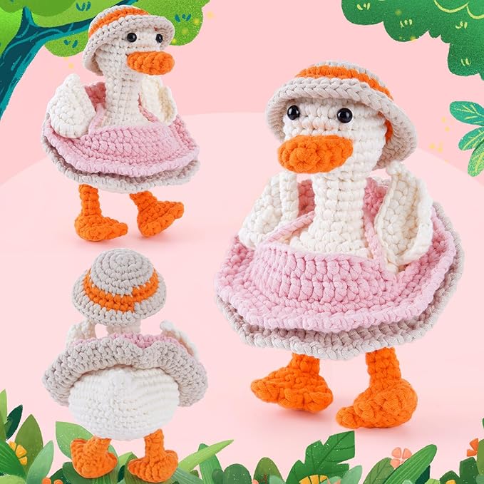 CrochetBox Crochet Kit for Beginners - Porch Goose Starters Crochet Kit, Beginners Crocheting Kitting for Adults Teen, Gifts with Crochets Yarns, Hook, Step-by-Step Video, Instruction