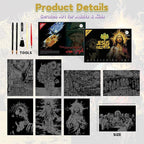 Scratch Paper Art for Adults-Scratch Painting Craft Kit (8 Sheets 16x11 in)|Foil Engraving Art Set|Stress Relief Gift for Travel Lovers,Craft Lovers|Creative Scratch Art Home Decor(Famous Painting)