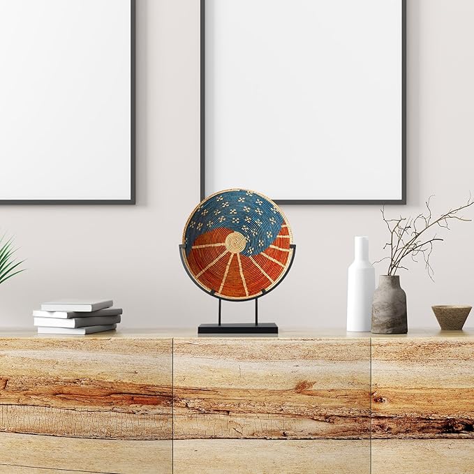 Blulu 4 Pcs 12 Inch Round Metal Display Stands for Stained Glass Art Fused Display Stands Decorative Fused Glass Art Base for Plate Picture Platter Photo(Black)