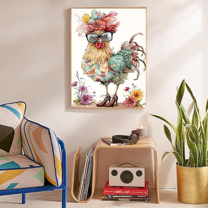 Lzyueyuan Chicken Stamped Cross Stitch Kits for Adults Beginner, Animal Cross Stitch Ornament Kits Counted Embroidery Needlepoint Kits Home Decor 11.8X15.7inch